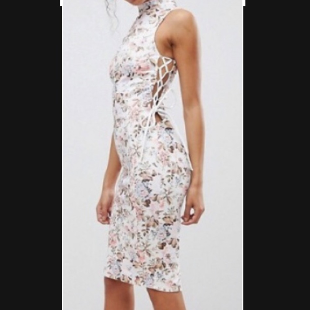 Sleeveless Petite Floral Tie Side Midi Dress